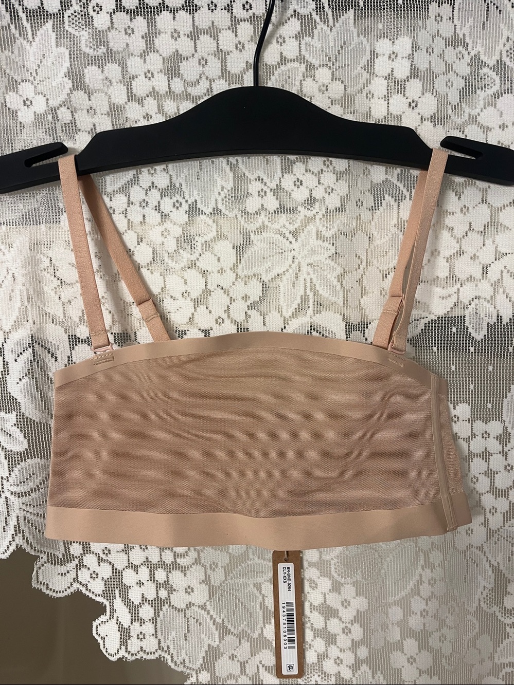 NWT Skims Nude Mesh Sheer Bra - Size XXS - Removeable Straps Bandeau Comfort